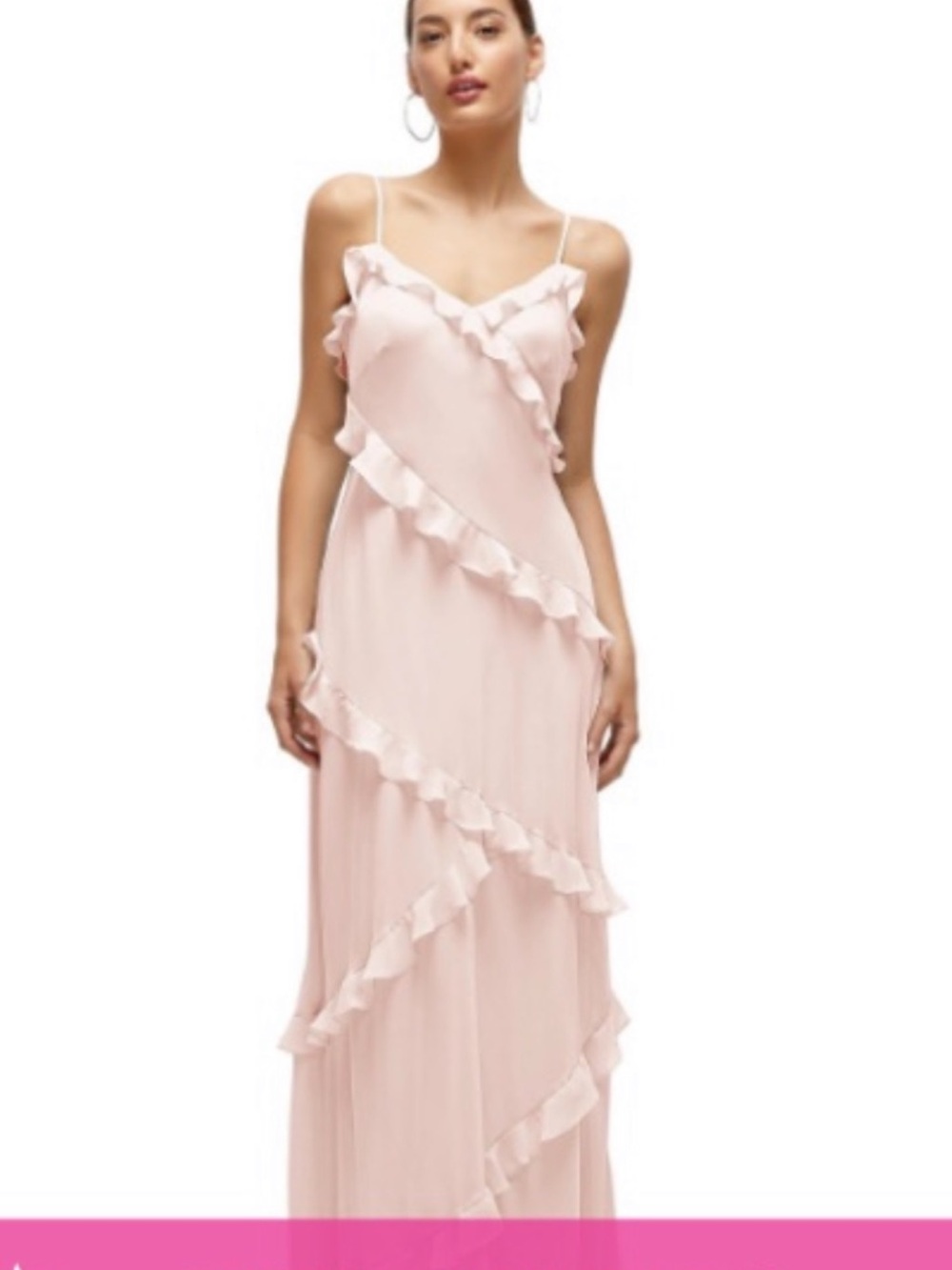 Chiffon Ruffle Maxi Dress - Blush Pink Spaghetti Strap